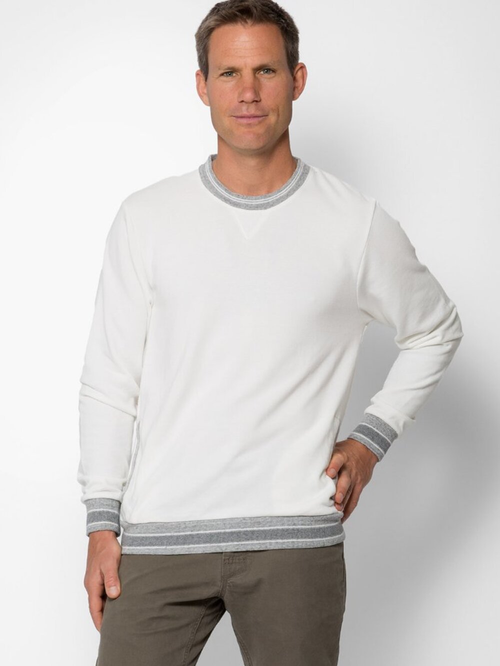 NWT Alternative Apparel Men's French Terry Crew Neck Vanilla Ice Size L